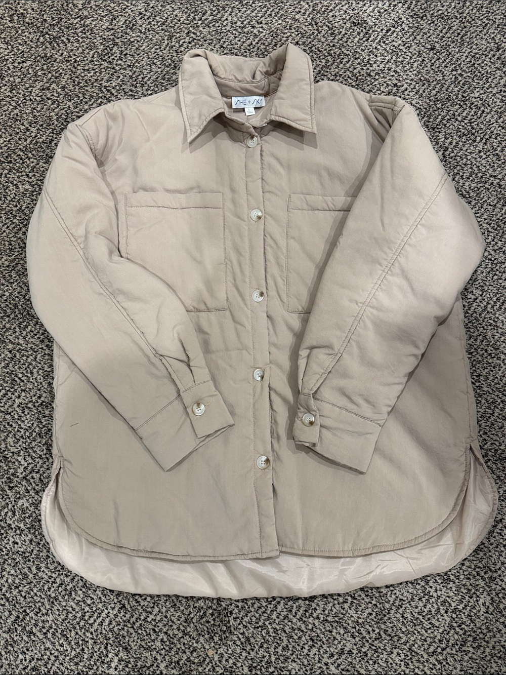 Taupe puffer Shacket